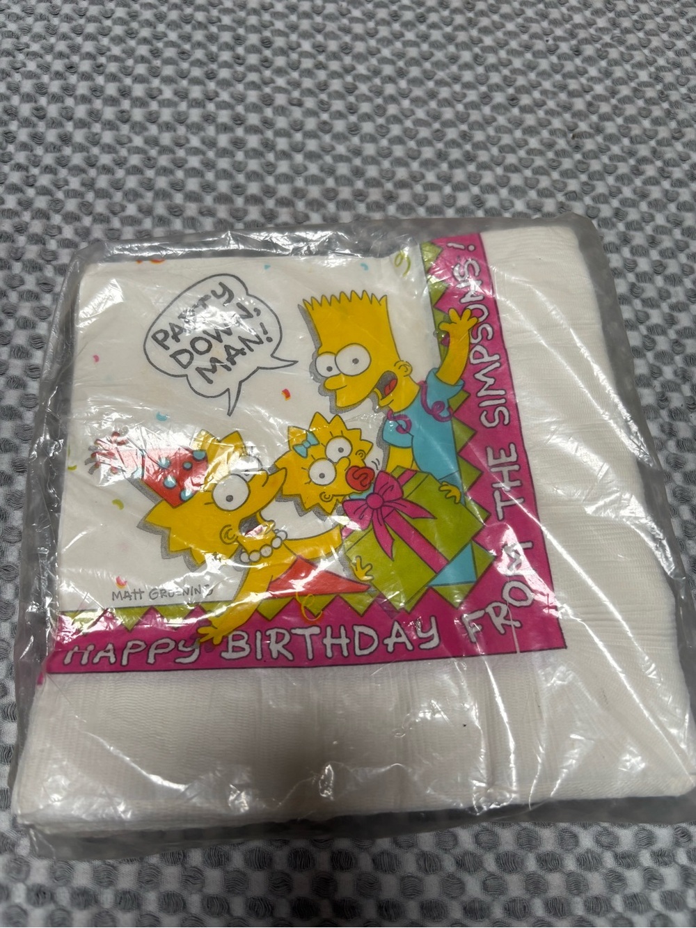 1989 The Simpsons Vtg Sealed Happy Birthday Party Napkins Bart, Lisa, Maggie